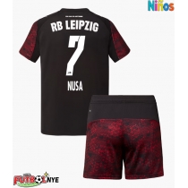Camiseta RB Leipzig Antonio Nusa #7 Tercera Equipación para niños 2025-26 manga corta (+ pantalones cortos)